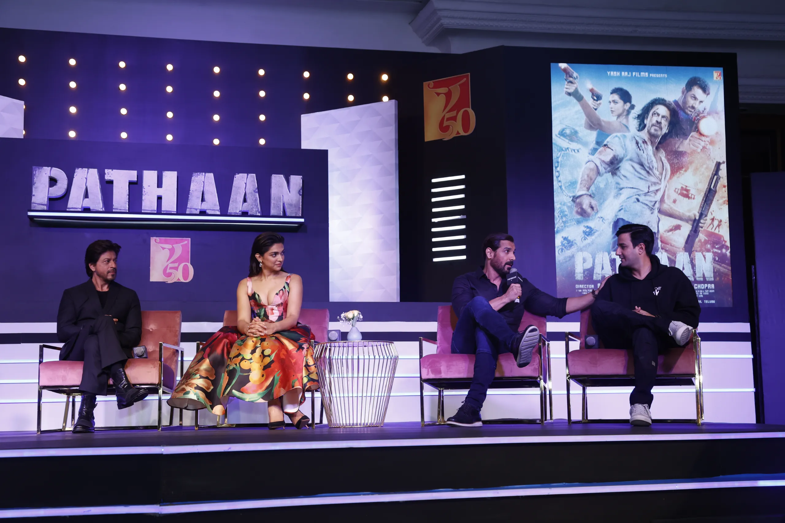 Film cast participating in a promotional interview