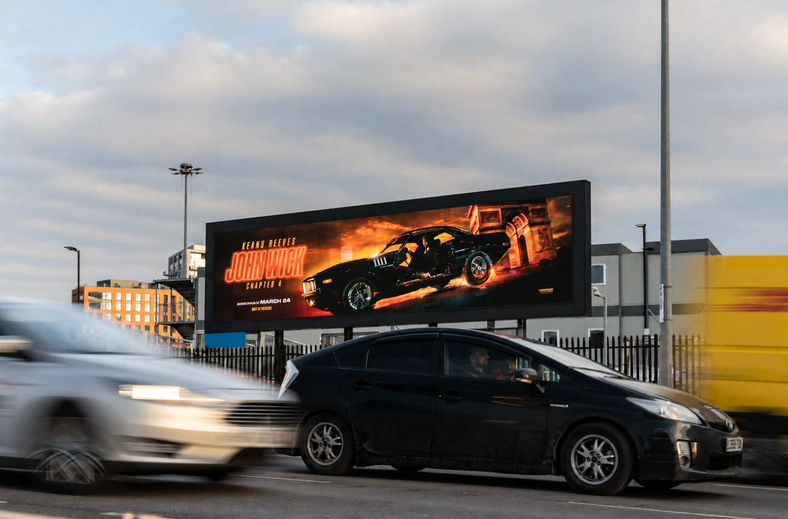 Large-format digital billboard promoting a film in London