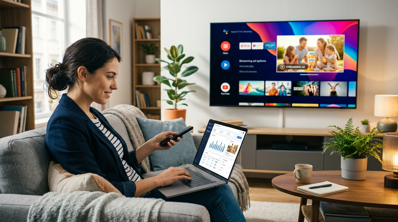 Connected television and laptop used for a streaming advertising campaign