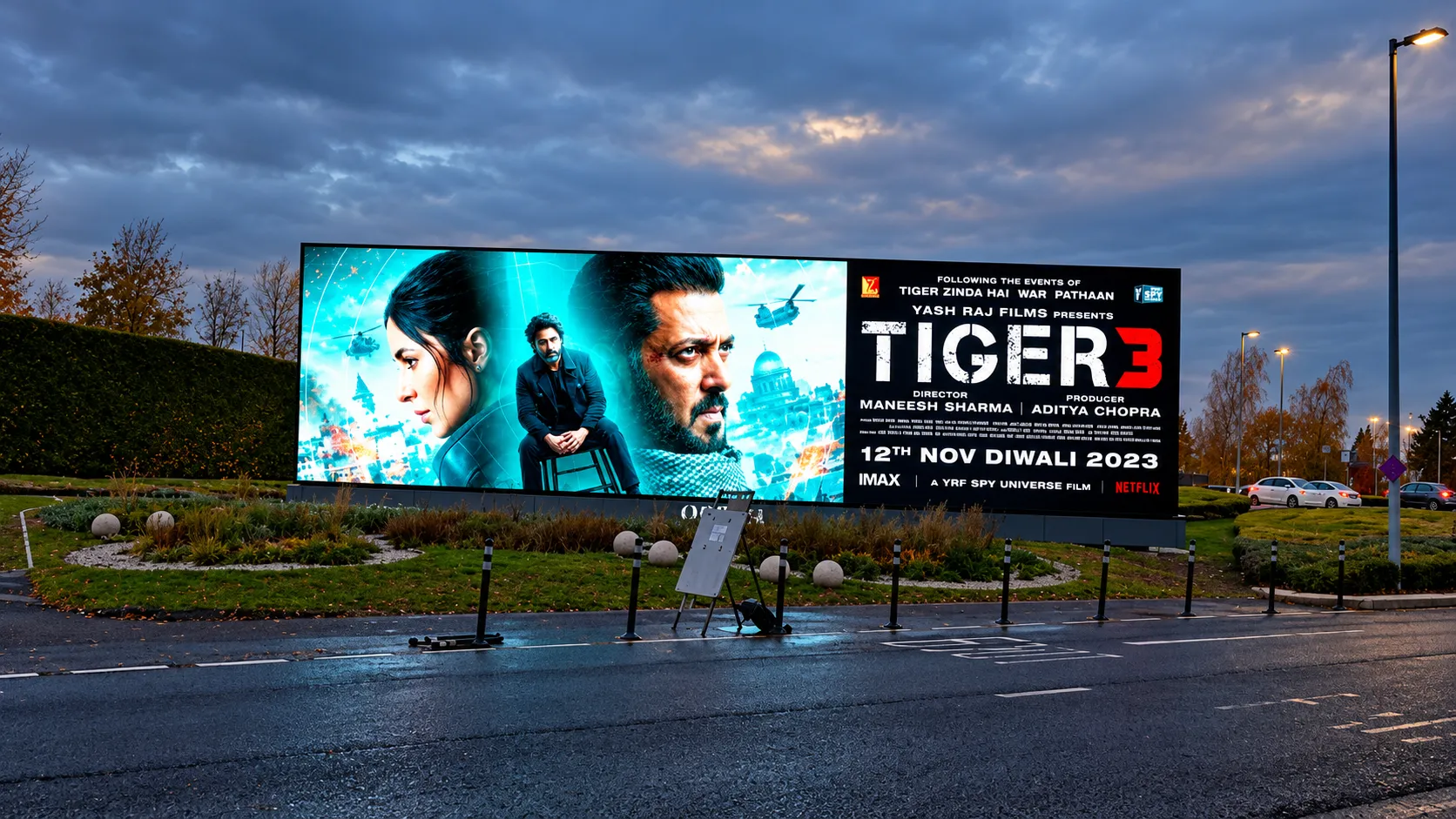 Large digital billboard advertising on a busy UK city street