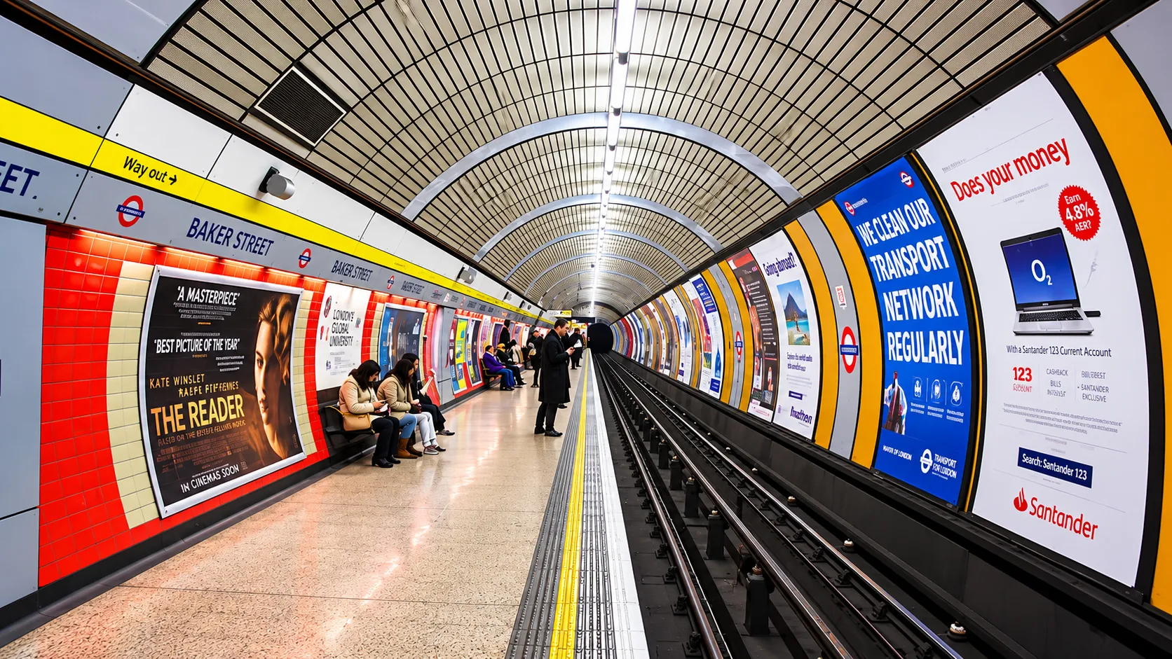Advertising panels inside a London Underground station
