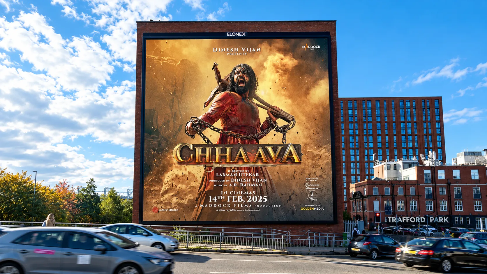 Static roadside billboard advertising beside a UK urban route