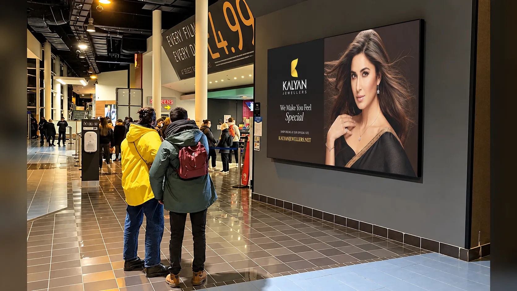 Digital out-of-home advertising display inside a UK shopping centre